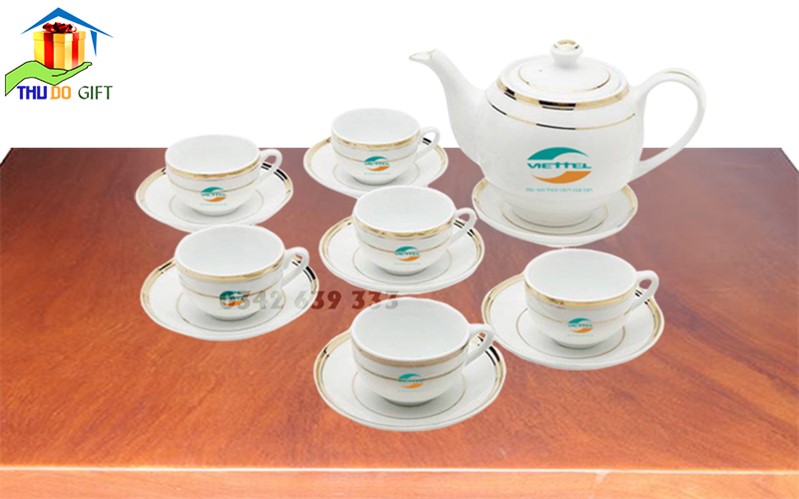 Bộ ấm trà in logo Viettel