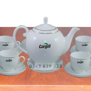 Bộ ấm chén dáng Camelia in logo