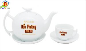 Ấm chén bưởi cành in logo