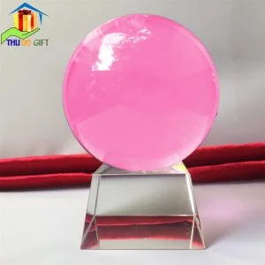 Quả cầu pha lê phong thủy màu hồng