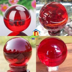 Quả cầu pha lê phong thủy màu đỏ