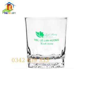 Bộ cốc thủy tinh đáy vát in logo