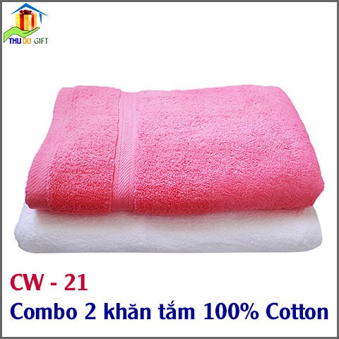 Combo 2 khăn tắm sợi Cotton CW21 