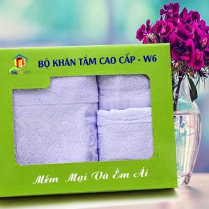 Combo Khăn Bamboo Dệt Hoa Văn CW6 2 Combo Khăn Cotton Quà Tặng Cao Cấp CW6