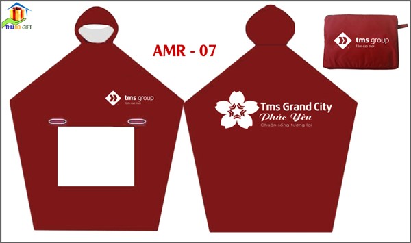 Áo mưa cánh dơi vải dù in logo Tms Grand City