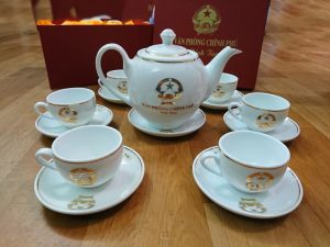 Bộ ấm chén in logo văn phòng chính phủ