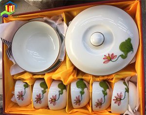 Bộ đồ ăn Bát Tràng men kem