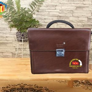 Cặp da in logo đại hội rẻ đẹp