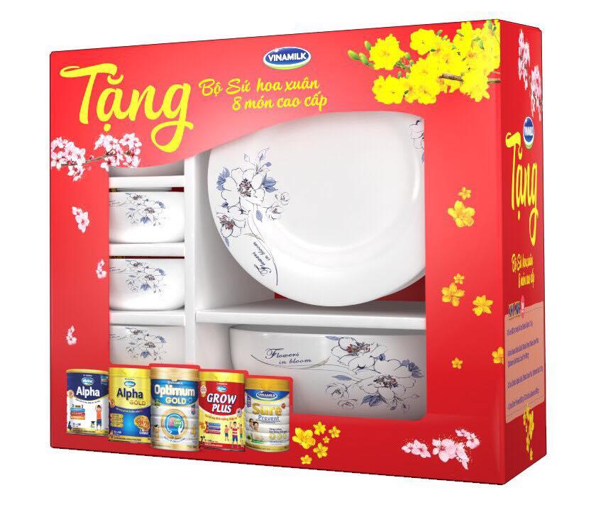 Tổng hợp 45+ mẫu bộ bát ăn quà tặng đẹp giá rẻ 10 bo hoa xuan 8 mon vinamilk1