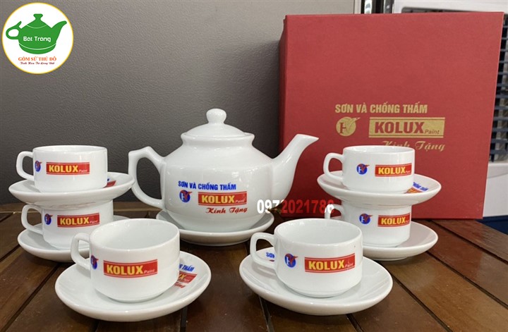 Bộ ấm chén bát Tràng in logo Bộ ấm chén bát Tràng in logo