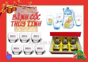 Bộ bình cốc thủy tinh in logo