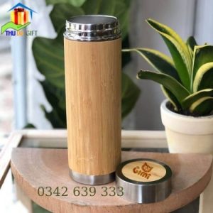 Bình giữ nhiệt vỏ tre Hà Nội in logo giá rẻ