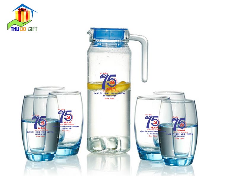 Bộ bình cốc in logo lễ kỷ niệm Bộ bình cốc in logo lễ kỷ niệm
