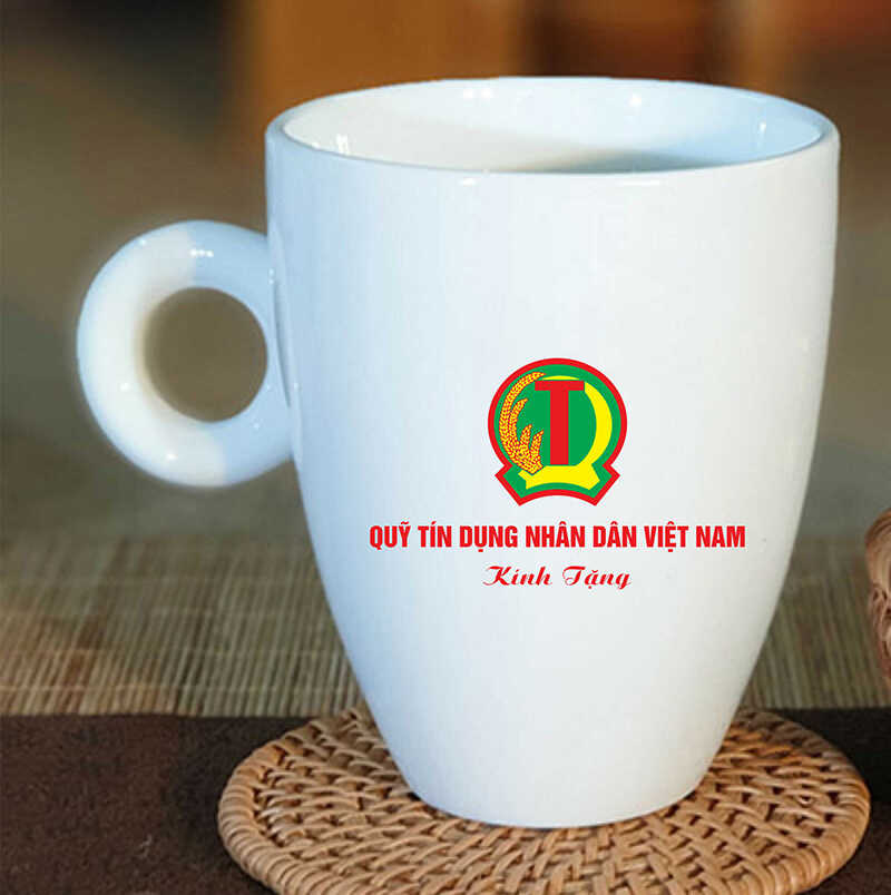 Cốc sứ in logo quà tặng quỹ tín dụng nhân dân Việt Nam