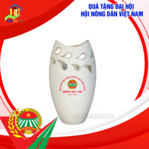 Lọ Hoa Sơn Mài In Logo Đại Hội Nông Dân đẹp