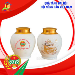 Bình Đựng Chè In Logo Đại Hội Nông Dân Giá Rẻ