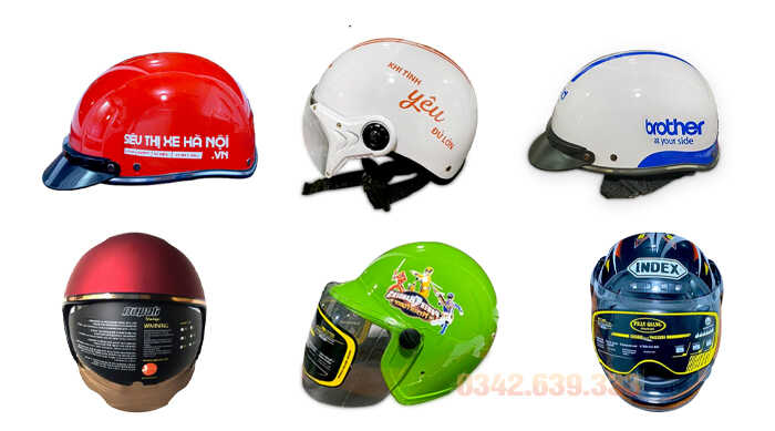 Một số mẫu mũ bảo hiểm in logo theo yêu cầu