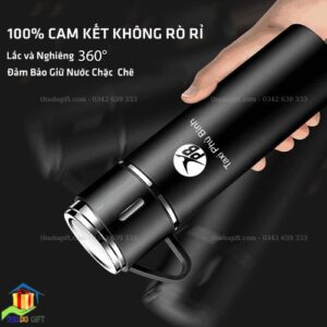 Bình Giữ Nhiệt 2 Cốc Màu Đen 5 Nắp vặn chặt không rò rỉ