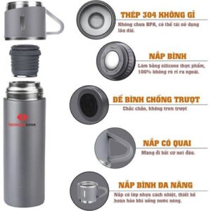 Bình Giữ Nhiệt 2 Cốc Màu Ghi 4 Cấu tạo bình giữ nhiệt 2 nắp