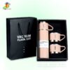 Bình giữ nhiệt 2 cốc màu hồng in logo