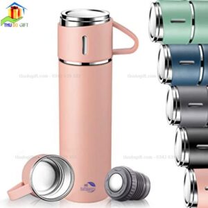 Bình giữ nhiệt 2 cốc màu hồng chính hãng