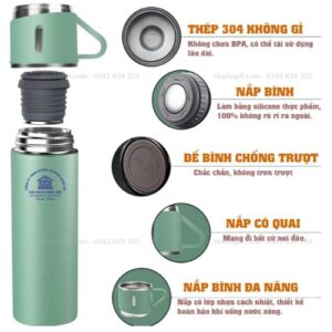 Cấu tạo bình giữ nhiệt tặng kèm 2 nắp