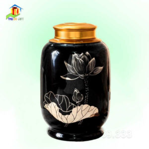 Thủ Đô Gift 45 Lọ đựng chè bầu dục vẽ sen vàng