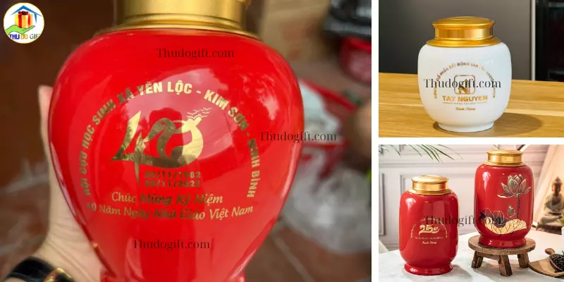 Quà Tết Doanh Nghiệp 2026: Tặng công ty, đối tác, khách hàng 15 Quà tặng lọ chè sứ in logo làm quà tặng Tết