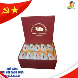 Bộ 10 bát sứ in logo quà tặng Đại Hội Đảng