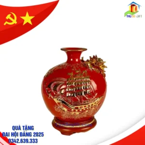 Bình hút lộc đắp nổi vẽ vàng