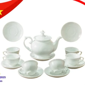 Bộ ấm chén dáng Phú Quý trắng sứ
