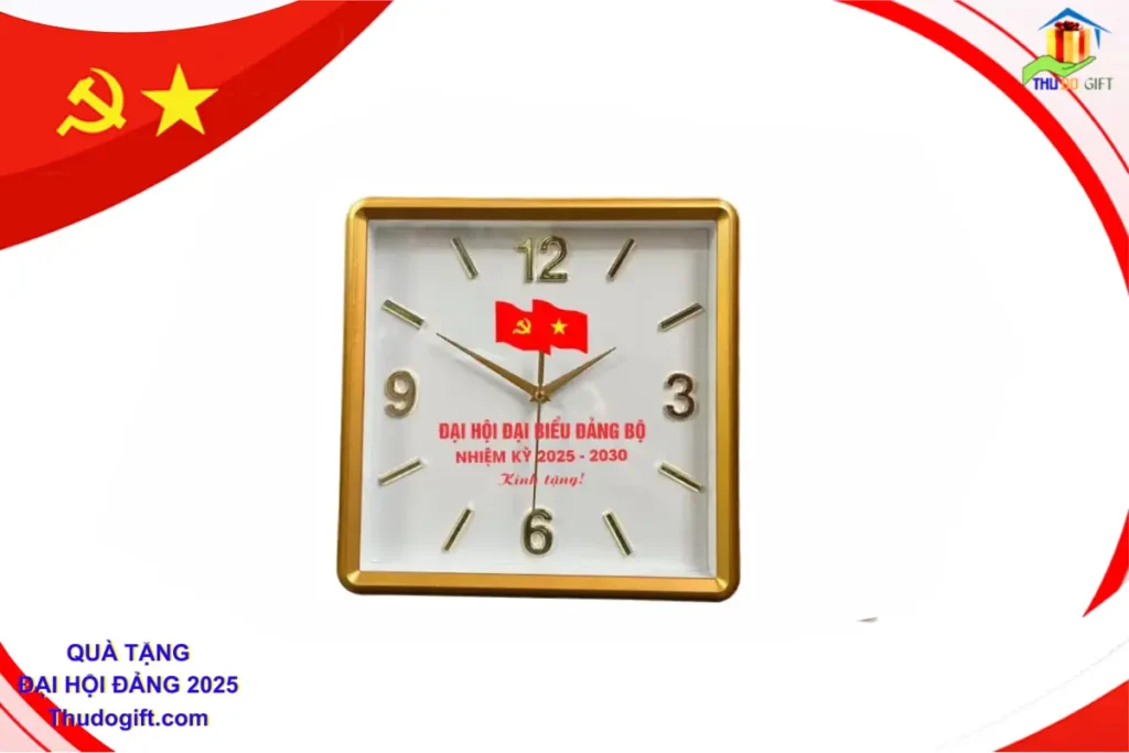 Đồng hồ treo tường hình vuông in logo Đồng hồ treo tường hình vuông in logo