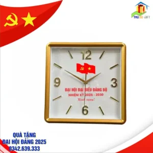 Đồng hồ treo tường hình vuông in logo