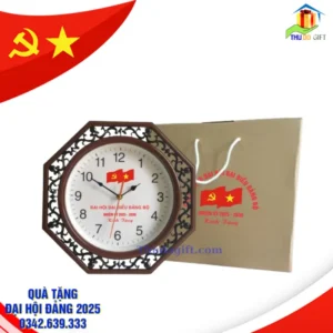 Đồng hồ treo tường hình bát giác in logo