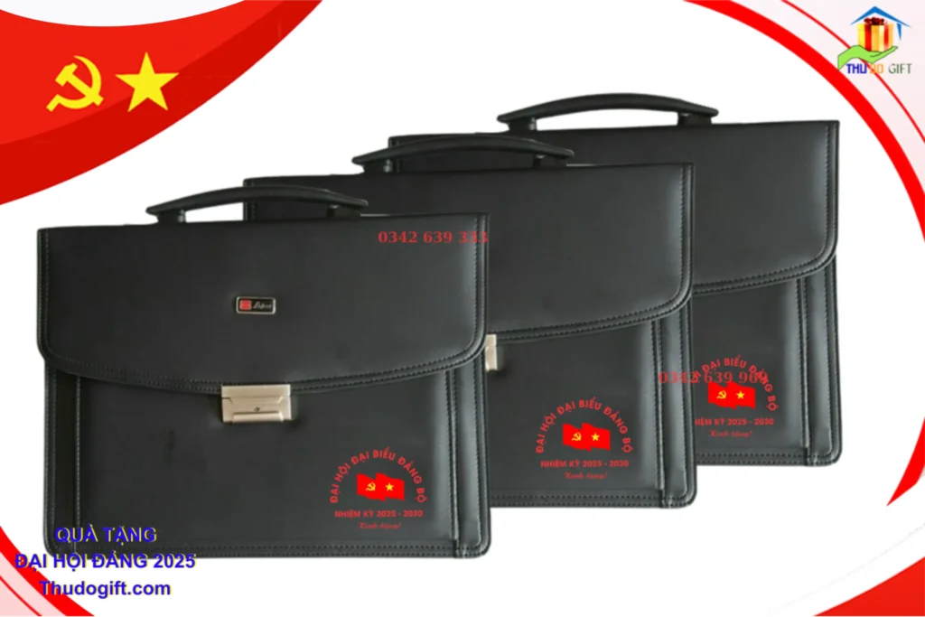 Cặp da đại hội Đảng Cặp da cán bộ in logo làm quà tặng Đại hội Đảng