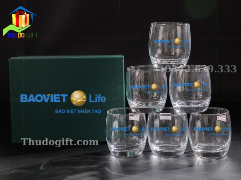 bộ cốc thuỷ tinh in logo bộ cốc thuỷ tinh in logo