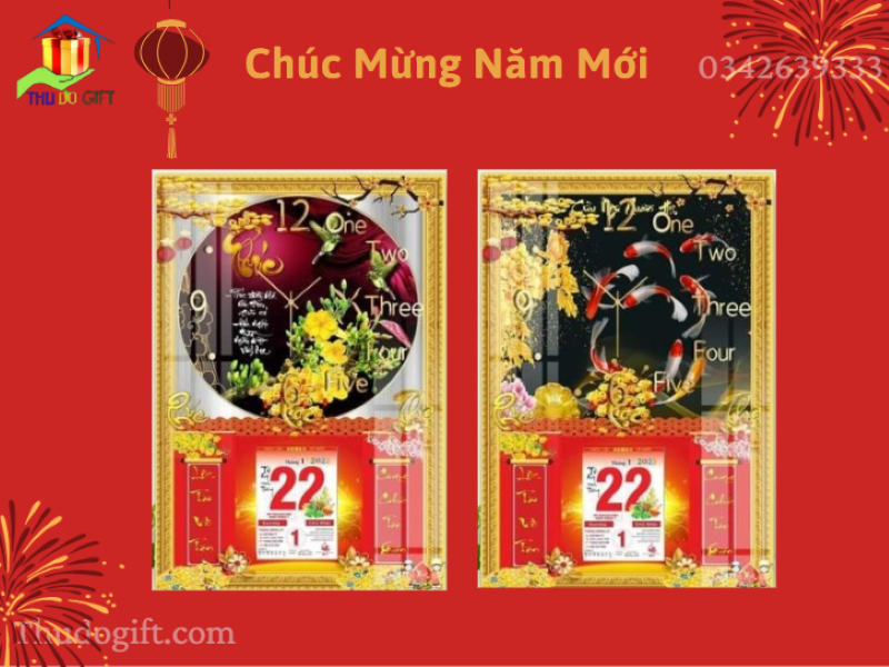 Lịch tráng gương tích hợp đồng hồ Lịch tráng gương tích hợp đồng hồ