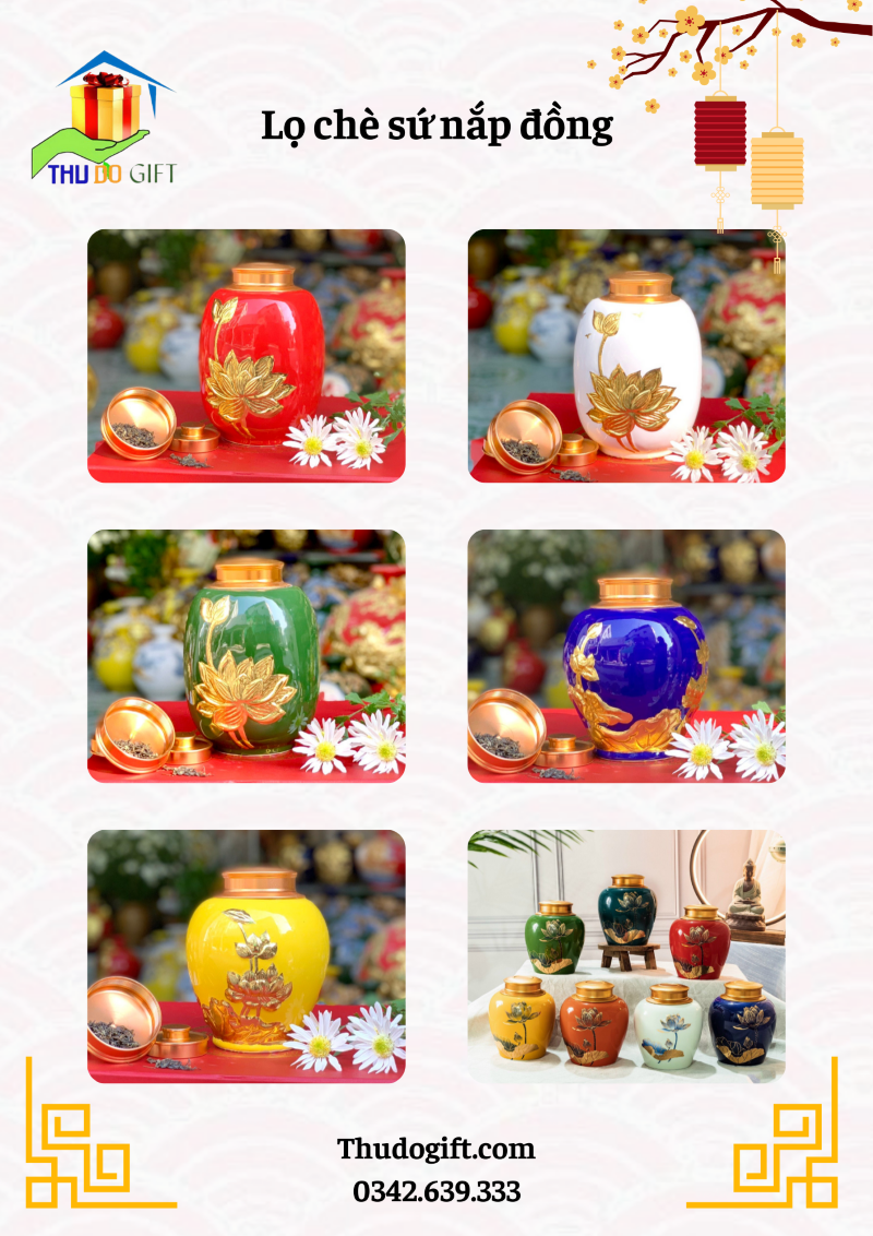 lọ chè sứ nắp đồng lọ chè sứ nắp đồng