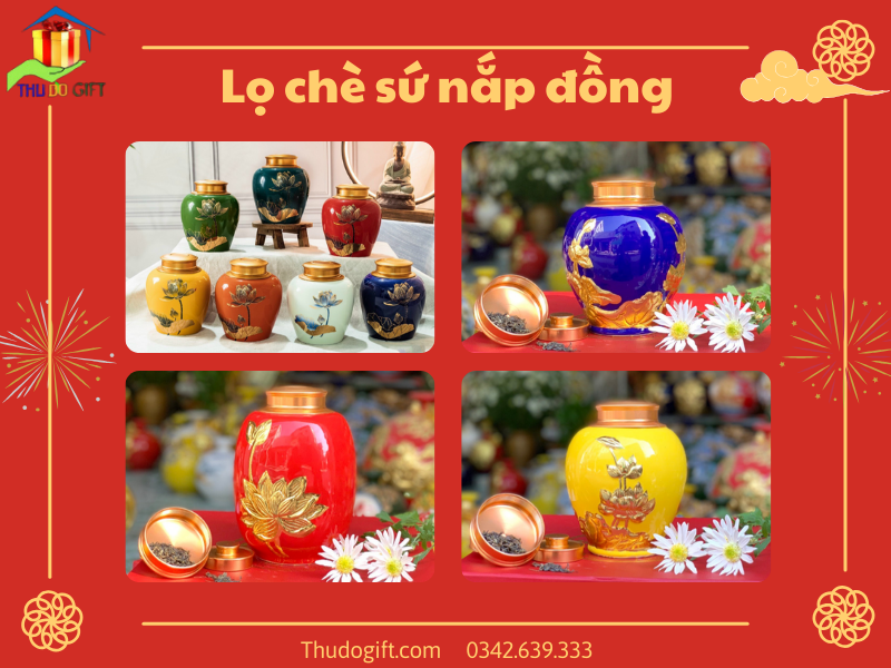 lọ chè sứ nắp đồng lọ chè sứ nắp đồng