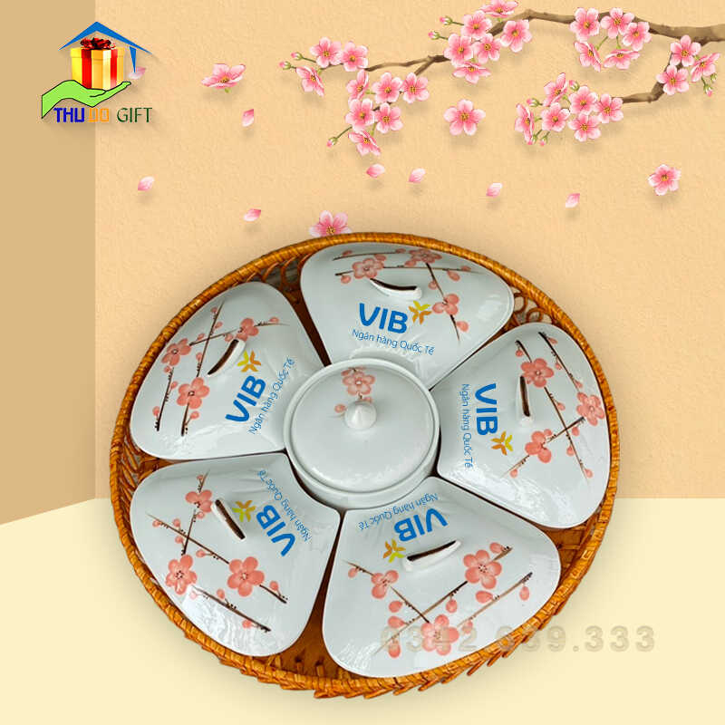 Khay mứt sứ làm quà tặng tết doanh nghiệp