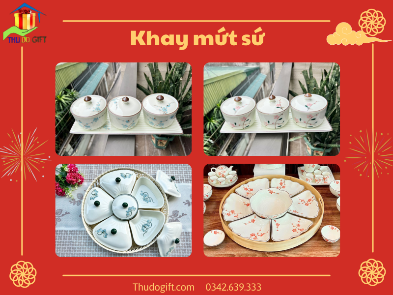Khay đựng mứt sứ Khay đựng mứt sứ