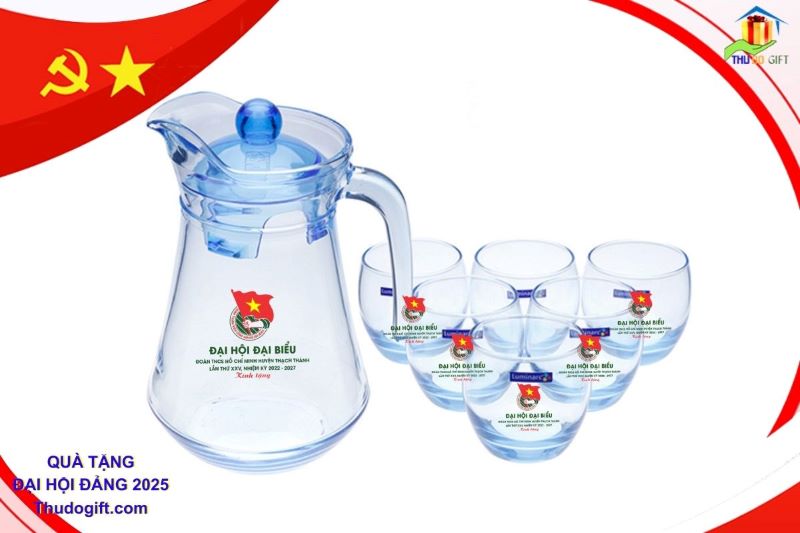 bộ bình cốc thuỷ tinh in logo bộ bình cốc thuỷ tinh in logo