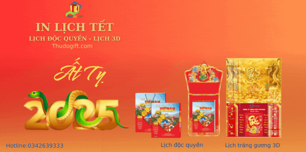Lịch Tết 2024 - In logo quảng cáo theo theo yêu cầu Lịch Tết 2025