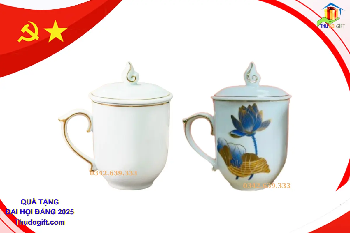 Đơn vị cung cấp Quà tặng Đại Hội tại Hưng Yên 5 Bộ cốc sứ in logo Đại hội