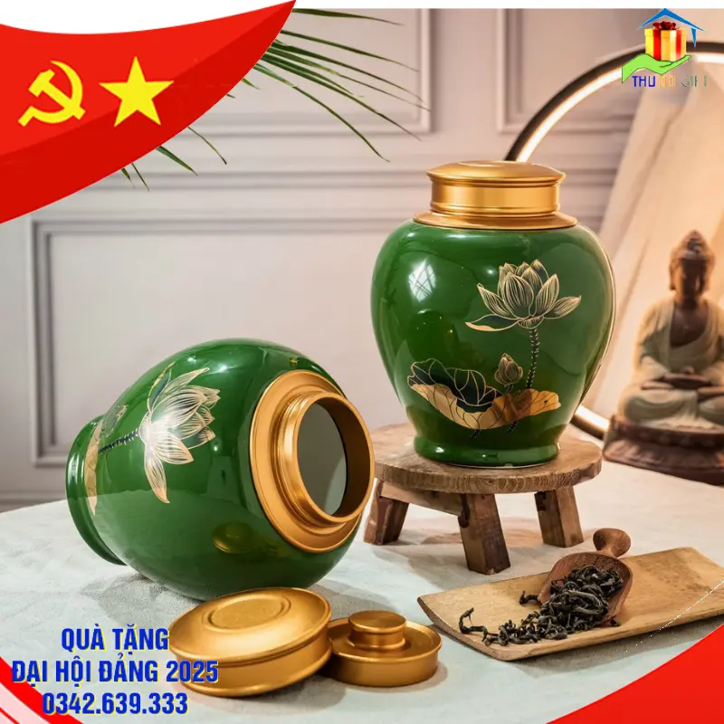 Đơn vị cung cấp Quà tặng Đại Hội tại Hưng Yên 15 Lọ đựng chè sứ Bát Tràng