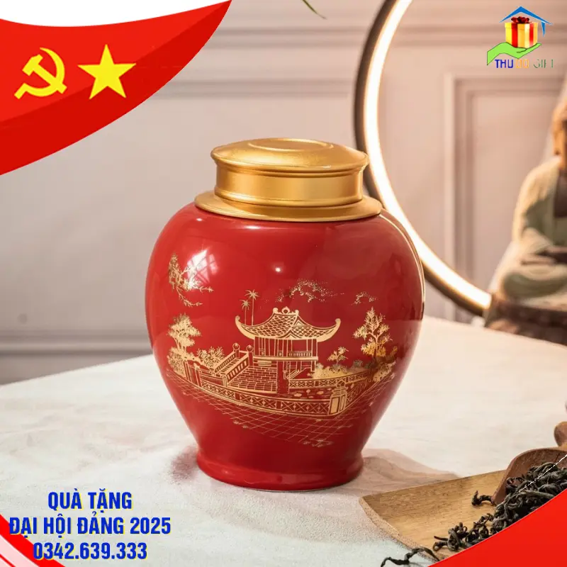 Đơn vị cung cấp Quà tặng Đại Hội tại Hưng Yên 14 Lọ đựng chè sứ Bát Tràng