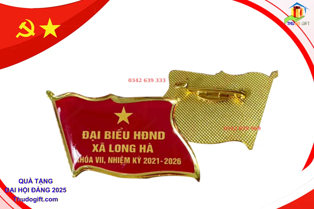 Đơn vị cung cấp Quà tặng Đại Hội tại Hưng Yên 24 Phù hiệu là cờ in logo Đại hội Đảng