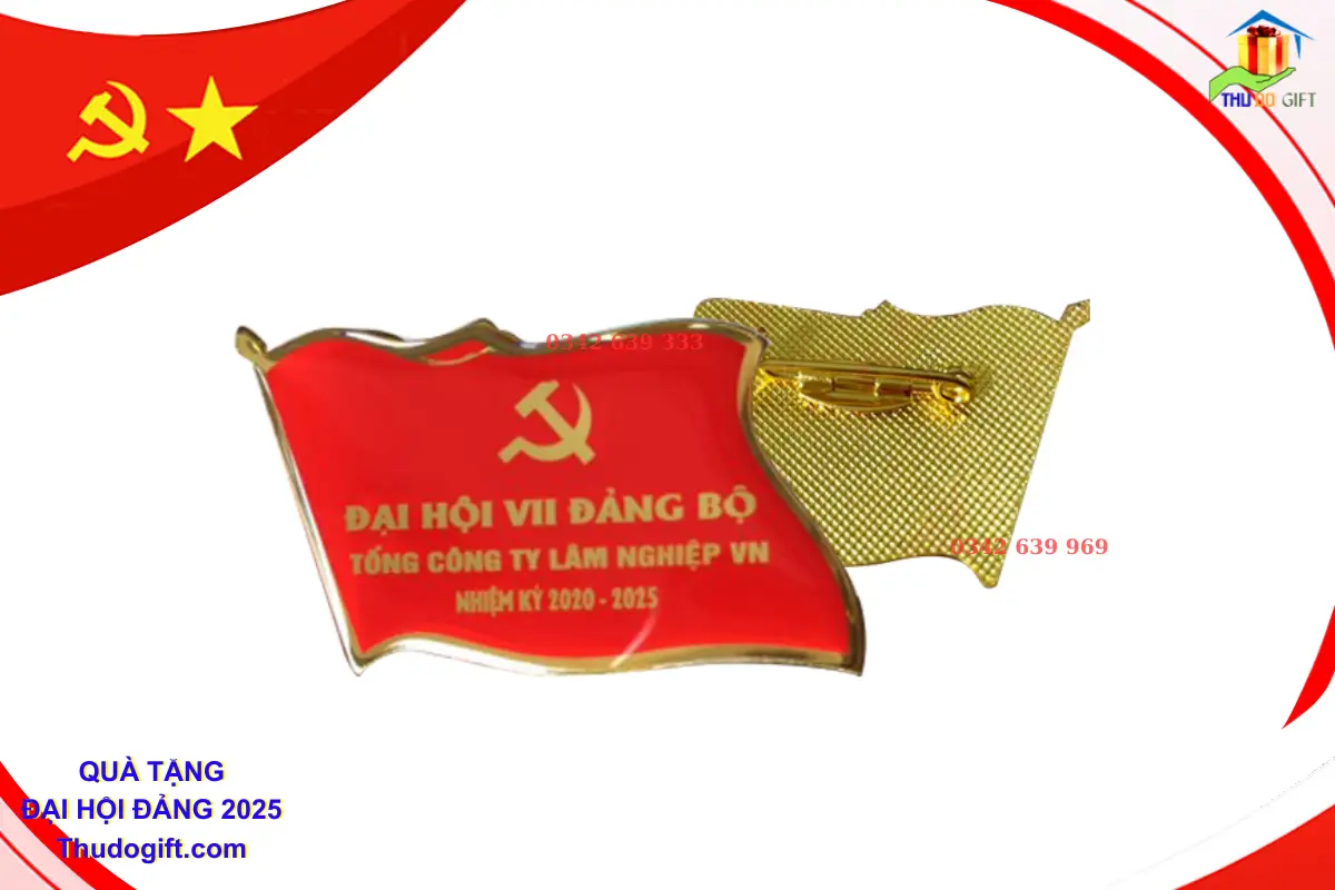 Đơn vị cung cấp Quà tặng Đại Hội tại Hưng Yên 23 Phù hiệu là cờ in logo Đại hội Đảng