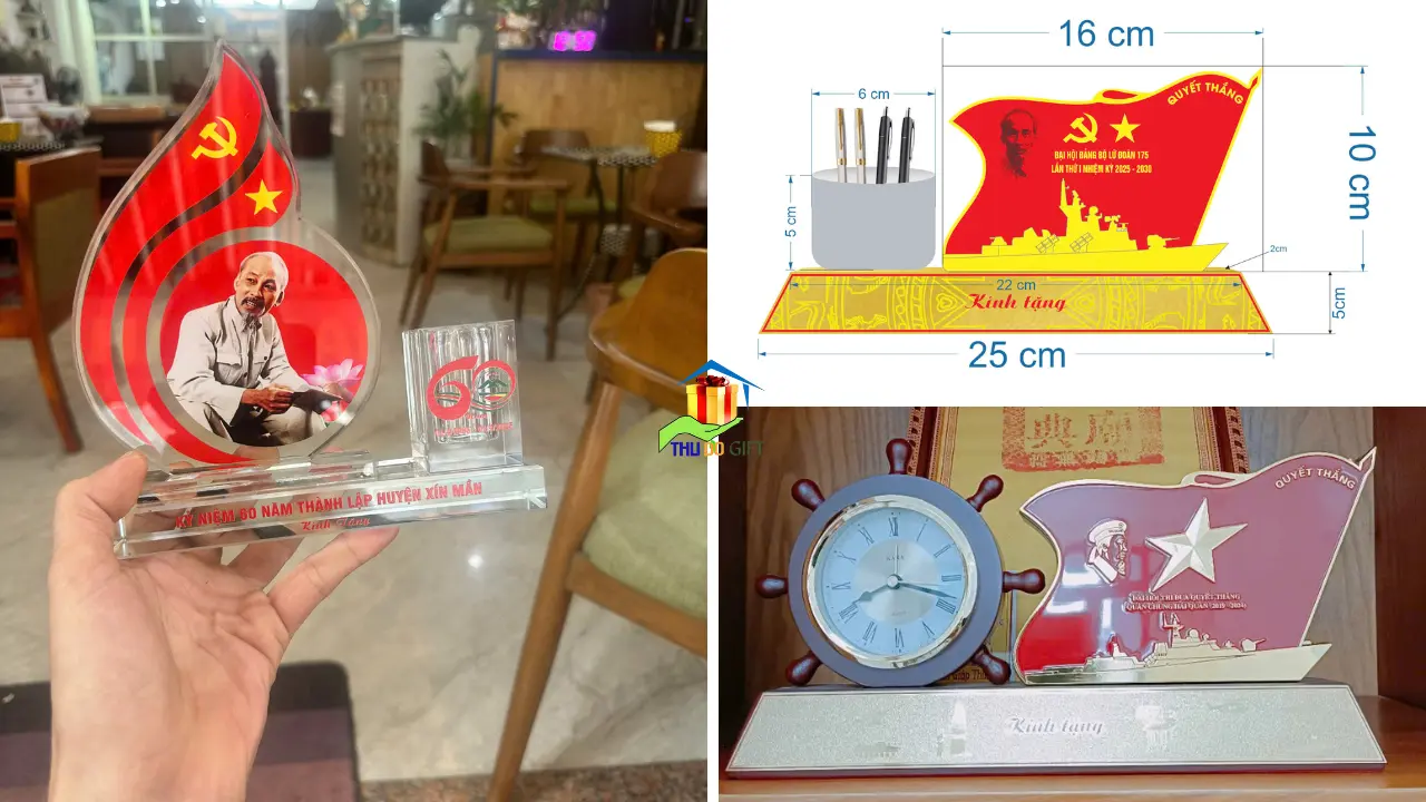 Đồng hồ để bàn in logo, làm quà tặng ngành Quân đội Đồng hồ để bàn in logo, làm quà tặng ngành Quân đội